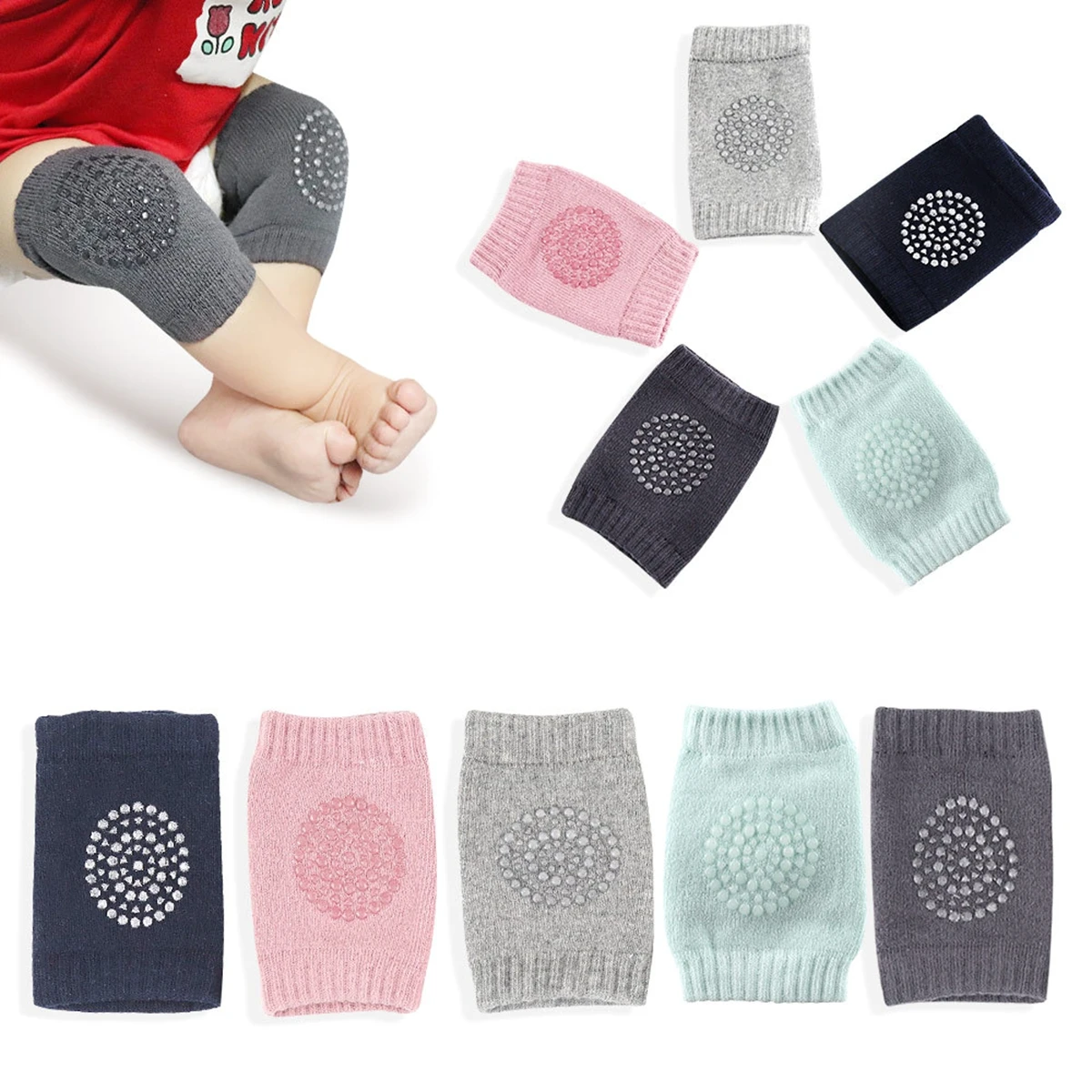 

2Pair Summer Children's Anti Slip Knee Pads And Elbow Pads Baby Crawling Toddler Protective Gear