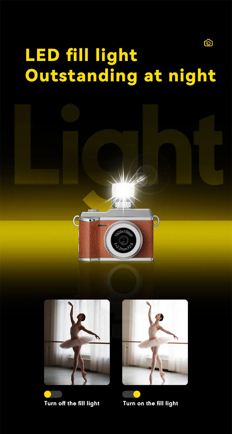 Mini Camera Wearable Retro Camera 1080P Portable Keychain Camera for Outdoor Travel Vlog