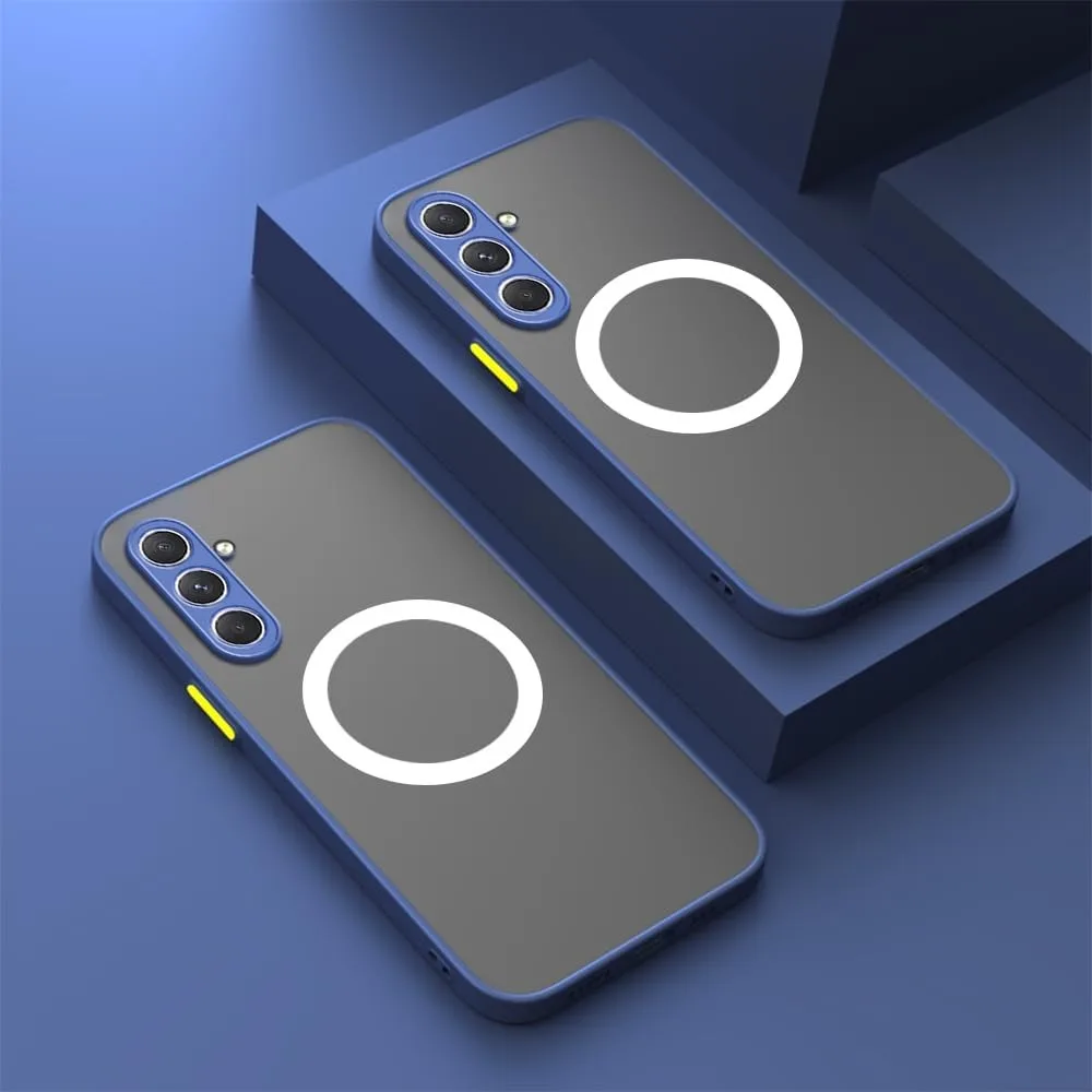 Enhanced Armor Matte Magnetic Phone Case with Frosted Wireless Charge Cover