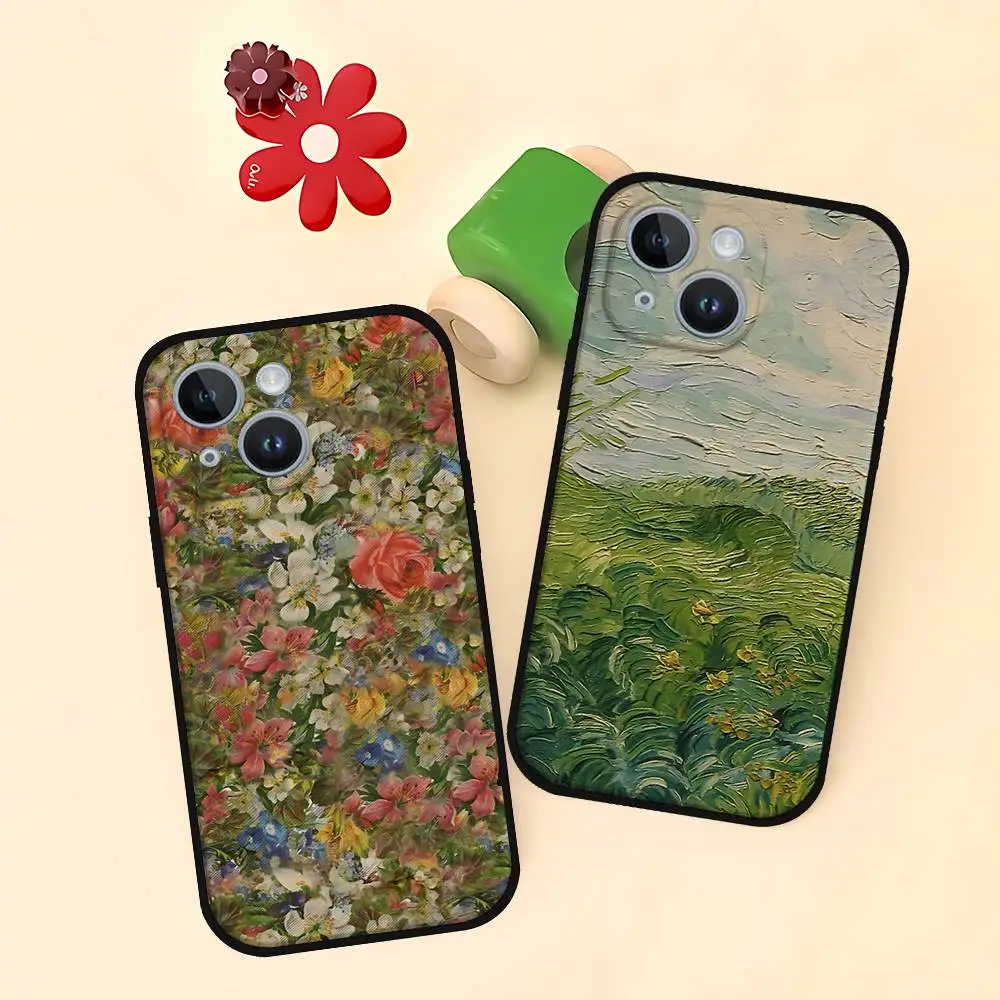 Van Gogh Monet Oil Painting Black Phone Case