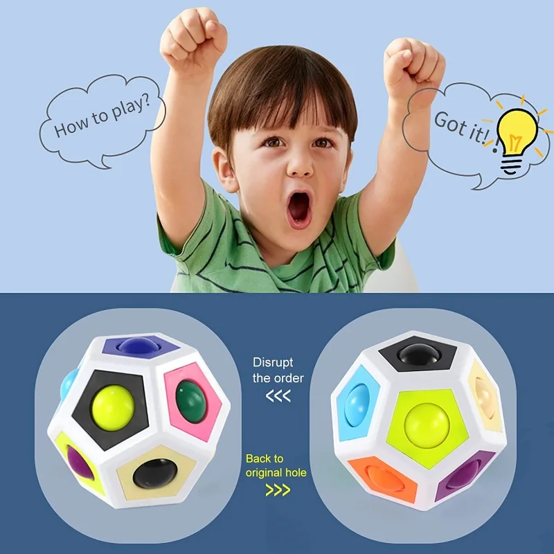 Magic Polygon Cube Rainbow Color Ball Antistress for Children Fidget Cubo Speedcube Child Puzzle Toy Fingertips Games and Toys