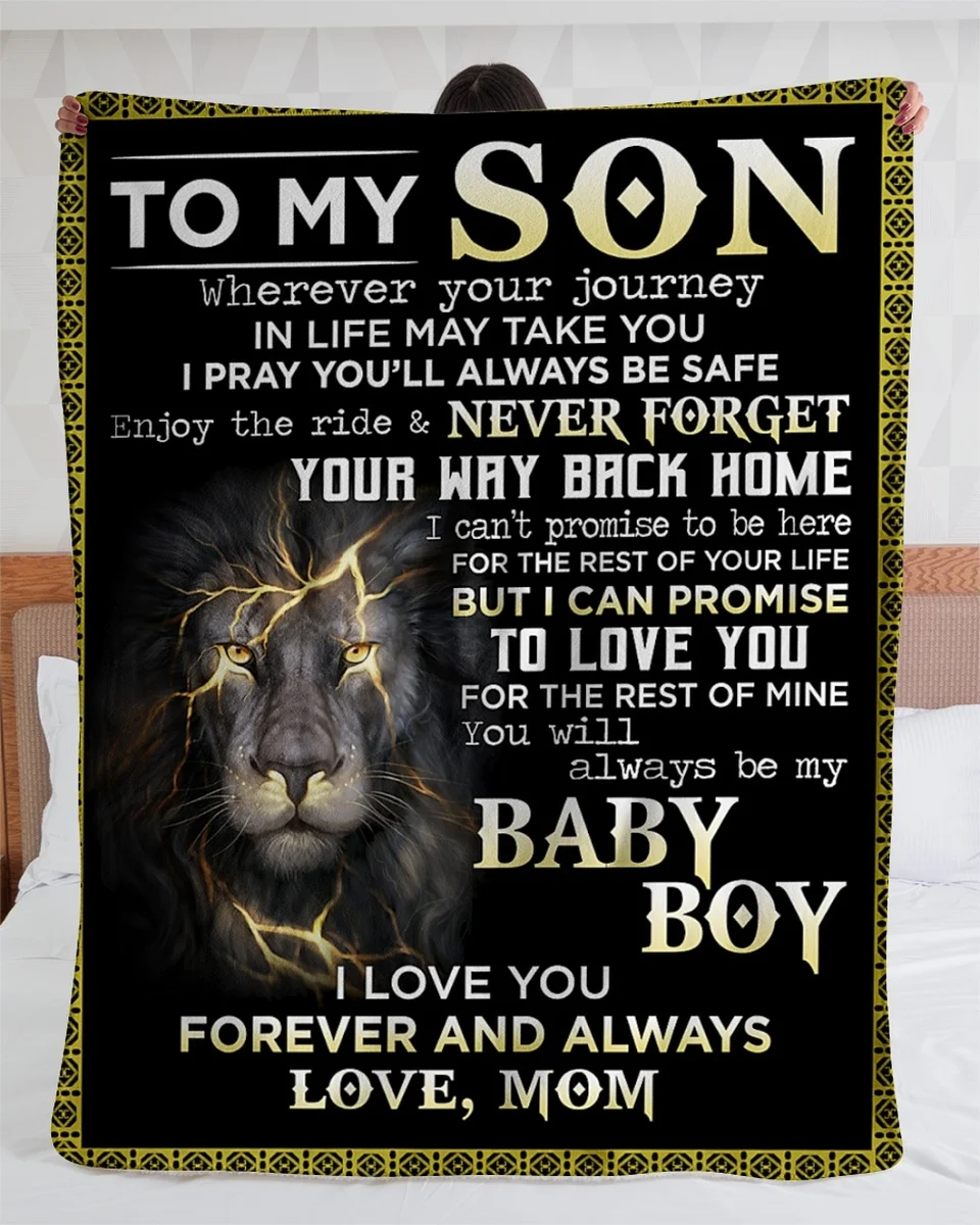 

to My Son Blanket from Mom Love Letter Lion Son Gifts Soft Cozy Personalized Flannel Throw Blankets Fits Couch Sofa Bedroom