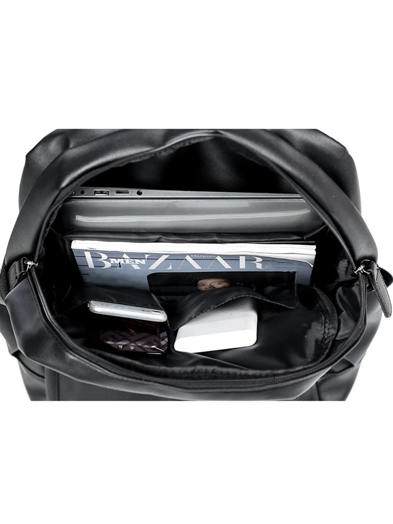 Men's Fashion Backpack PU Leather Waterproof Casual Travel Bag for 14-Inch Laptop S51b2a180089d4e9db08cd44a21f4e53fj