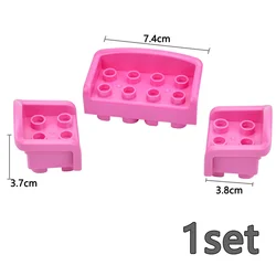 Duploes Large Particle Figures: Big Size Building Blocks for City Furniture & House Sets (Pink Sofa)