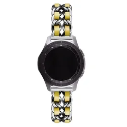 Luxury Leather and Metal Bracelet Watch Band, 22mm/20mm - 22mm watch band (09 silver gold)