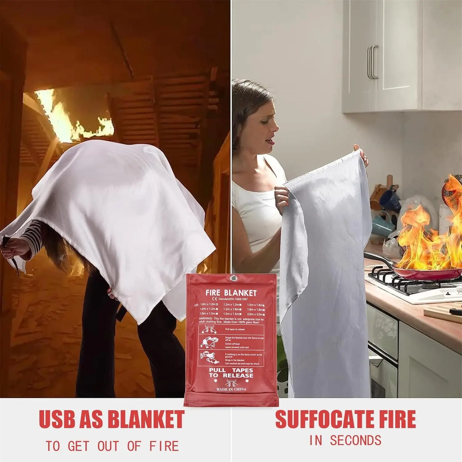 Hot 1/1.2/1.5/2M Fire Blanket Fighting Fire Extinguishers Tent Emergency Blankets Survival Fiberglass Shelter Safety Cover