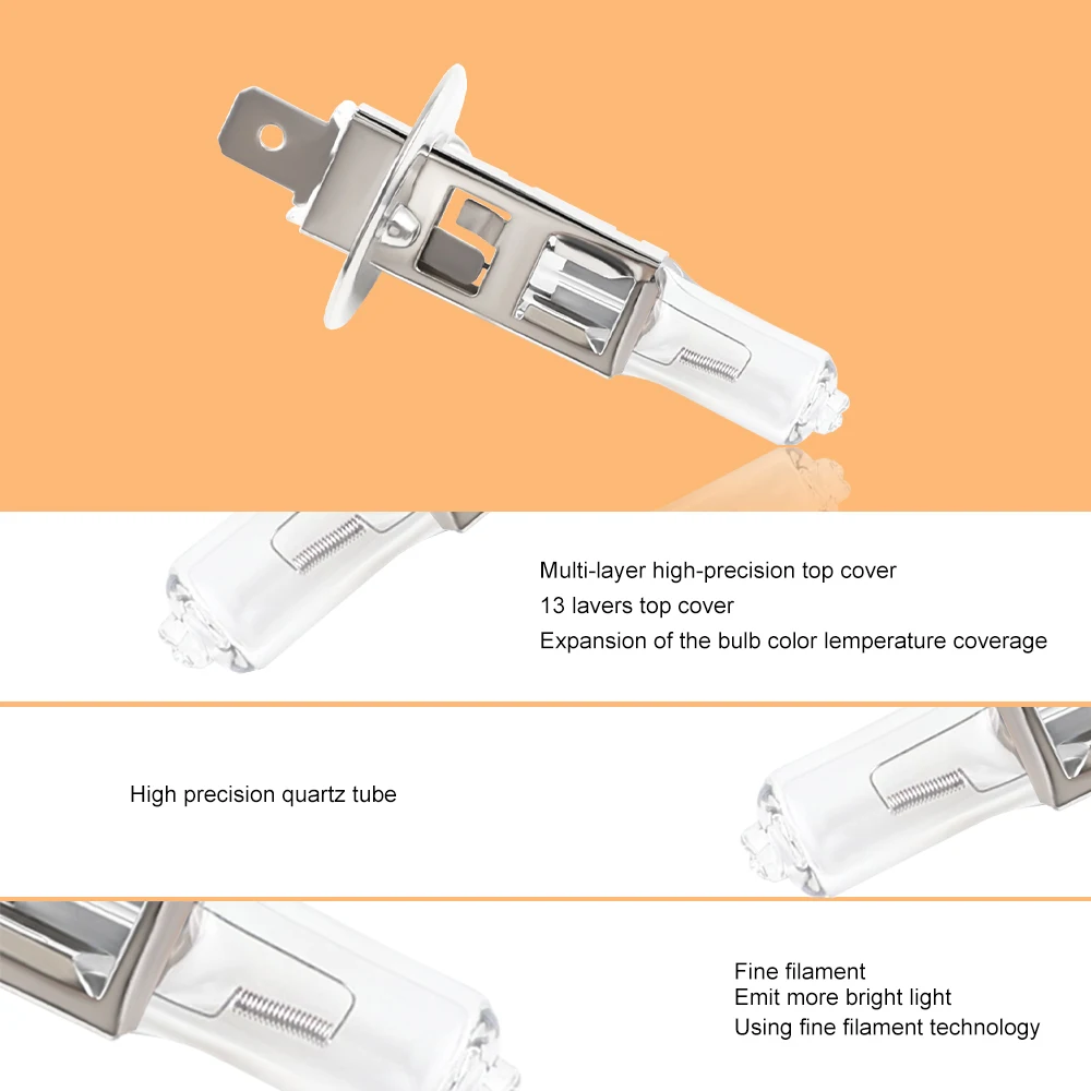 4pcs H1 할로겐 전구 노란색 12V 55W 4500K 투명 유리 자동차 헤드 라이트 자동 조명 할로겐 안개 램프 자동차 램프 자동차 액세서리
