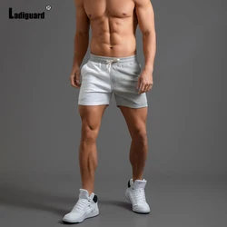 Ladiguar Plus Size 4xl Men Sexy Elastic Wiast Shorts 2023 New Patchwork Stand Pockets Shorts Male Casual Beach Short Pants Homme