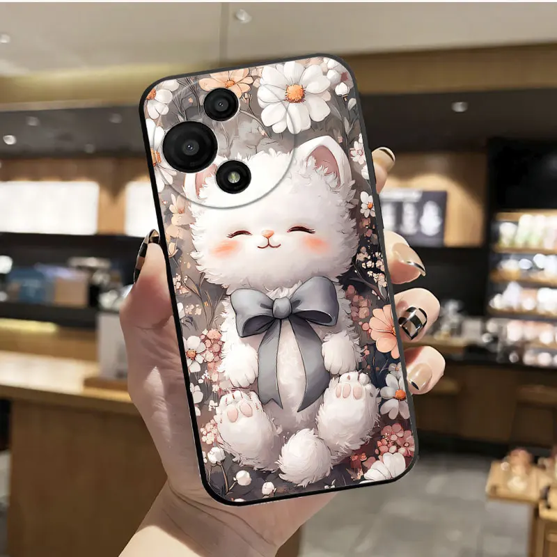Fashion Print Black Silicone Phone Case - Soft Protective Cover
