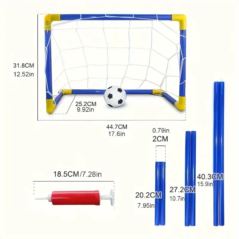 미니 접이식 축구 골, 축구 문짝 게이트, 휴대용 이동식 실내 및 실외 축구 골 (공 및 펌프 포함), 1 세트
