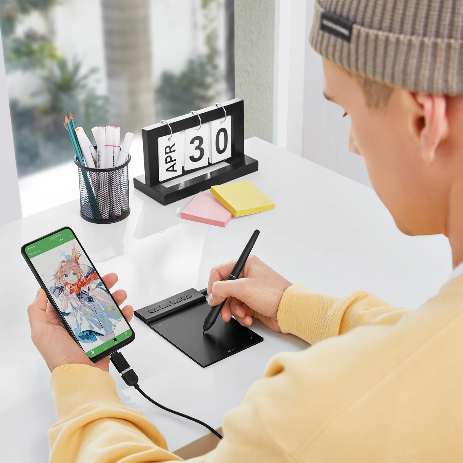 Tablet Gráfico Desenho 4x3 Suporte Android pc Mac Bateria Livre Jogos Osuchromebook Design 8192 Níveis 290rps Veikk-vk430 - Imagem 4