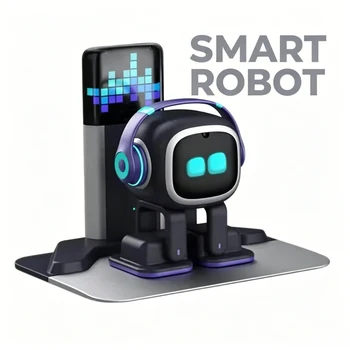 Robot Giocattolo Intelligente AI EMO con Riconoscimento Vocale per Comunicazione Emotiva, Animale Domestico Elettronico per Bambini e Adulti