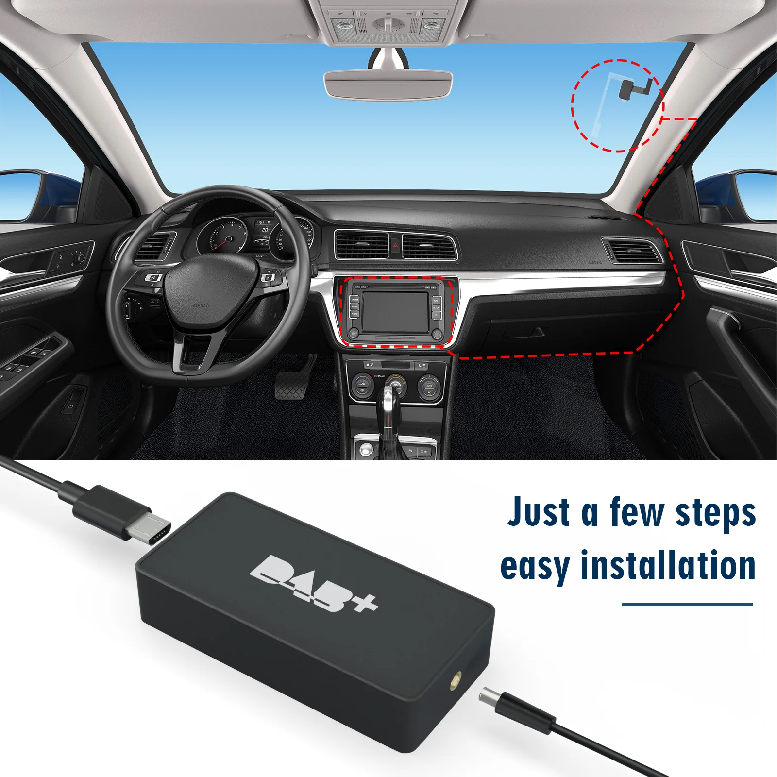 Car DAB Receiver Antenna+USB Interface For Android Car Radio GPS Stereo Car Radi