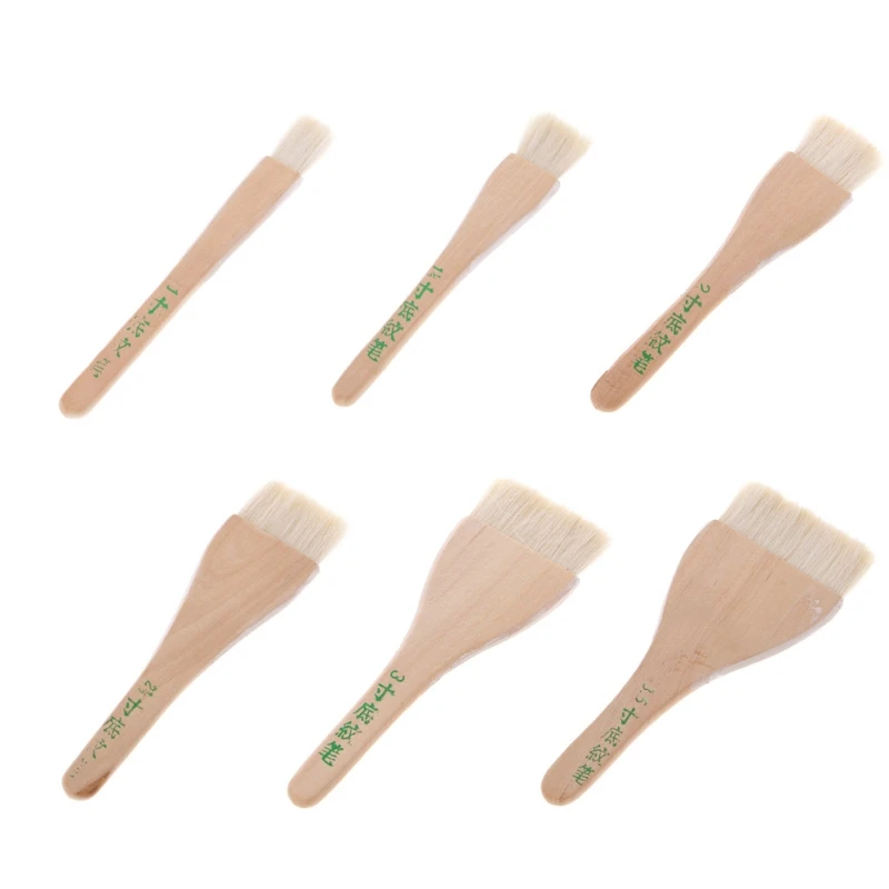 Goat Hair Paint Brush Flat Hake Brushes Hake Paint Brush Artist Painting for Professional Artist DIY Handmade Creation 6pcs set paint brushes artist weasel hair brush pen for gouache watercolor paint oil painting for beginners