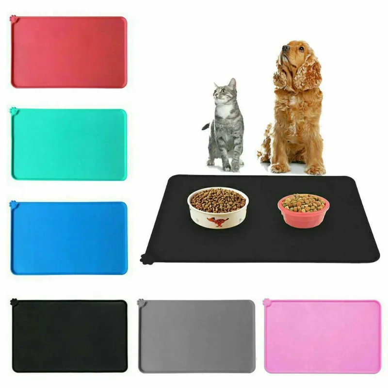 Pet Supplies Silicone Dog Bowl Mat with High Lips Non-Stick Waterproof Food Feeding Pad Puppy Feeder Tray Water Cushion Placemat 2