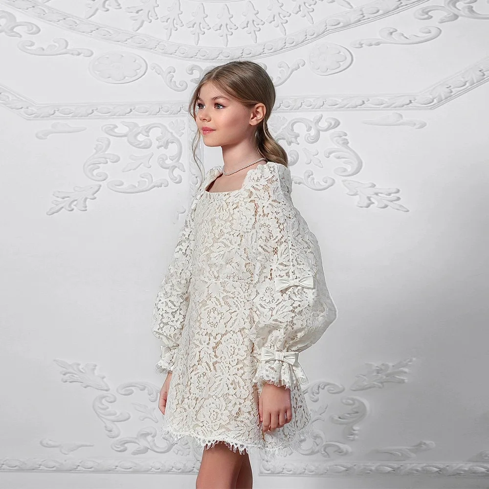 طفلة الأميرة فستان الدانتيل الرضع طفل رضيع خمر فيستدو طويلة الأكمام حفل زفاف مسابقة عيد ميلاد ملابس الطفل 1-12Y