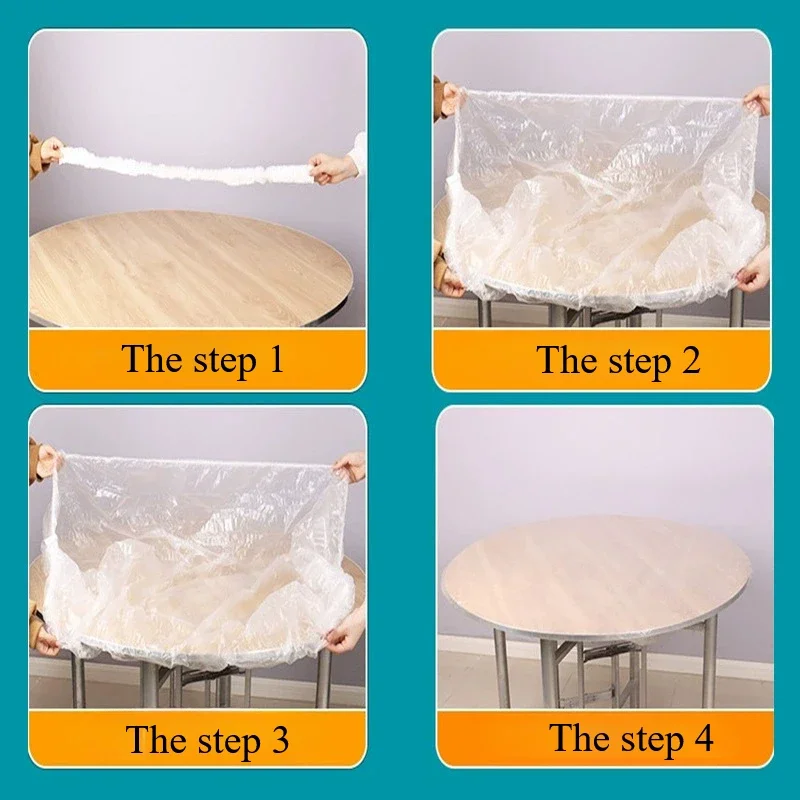 Diameter 1.8 meters Disposable Tablecloth Plastic Thin Film Table Covers Dinner Cloth Table Decor 3