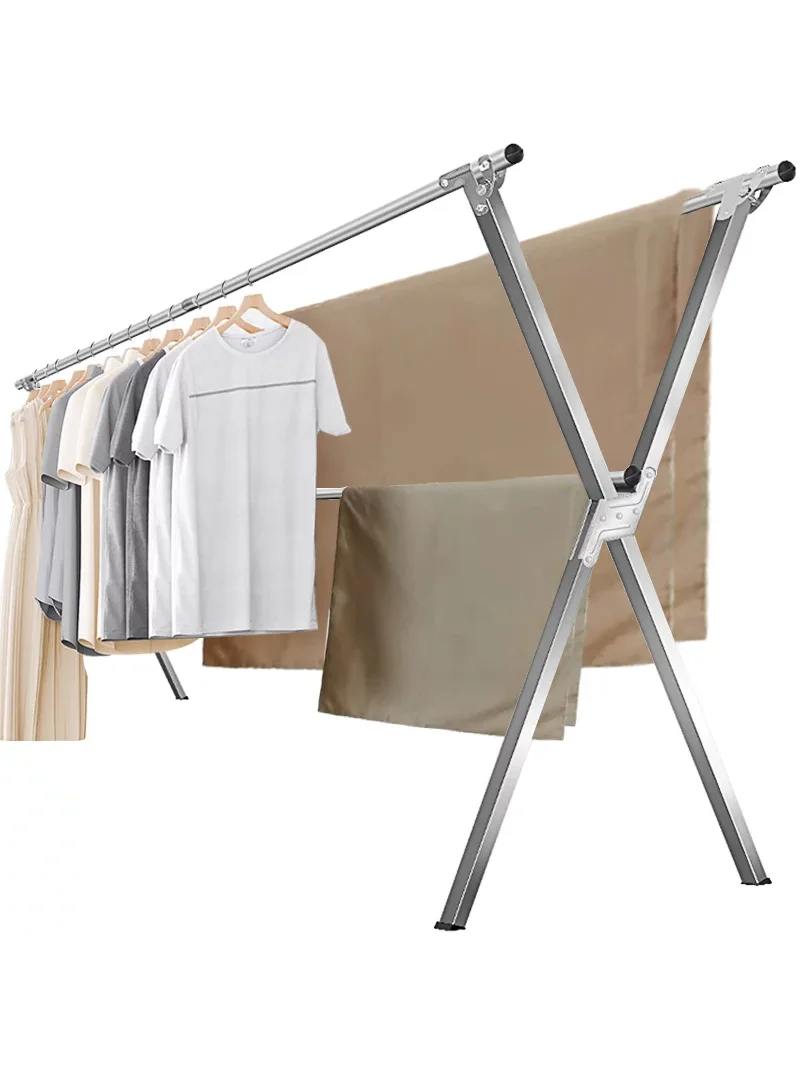 

AEDILYS 79 inches Laundry Drying Rack, Stainless Steel Clothes Drying Rack, Clothes Drying Rack Folding Indoor - Silver