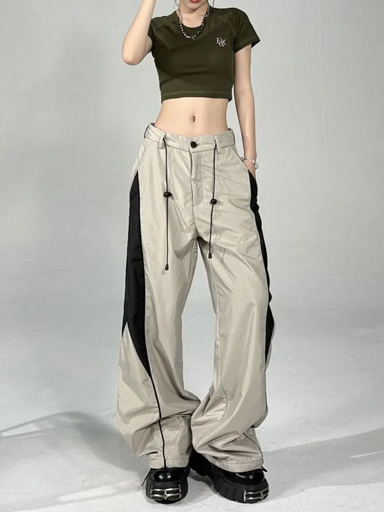 

Workwear Casual Pants For Women Autumn New High Waisted Drawstring Retro Straight Tube Drape Wide Leg Pants Women