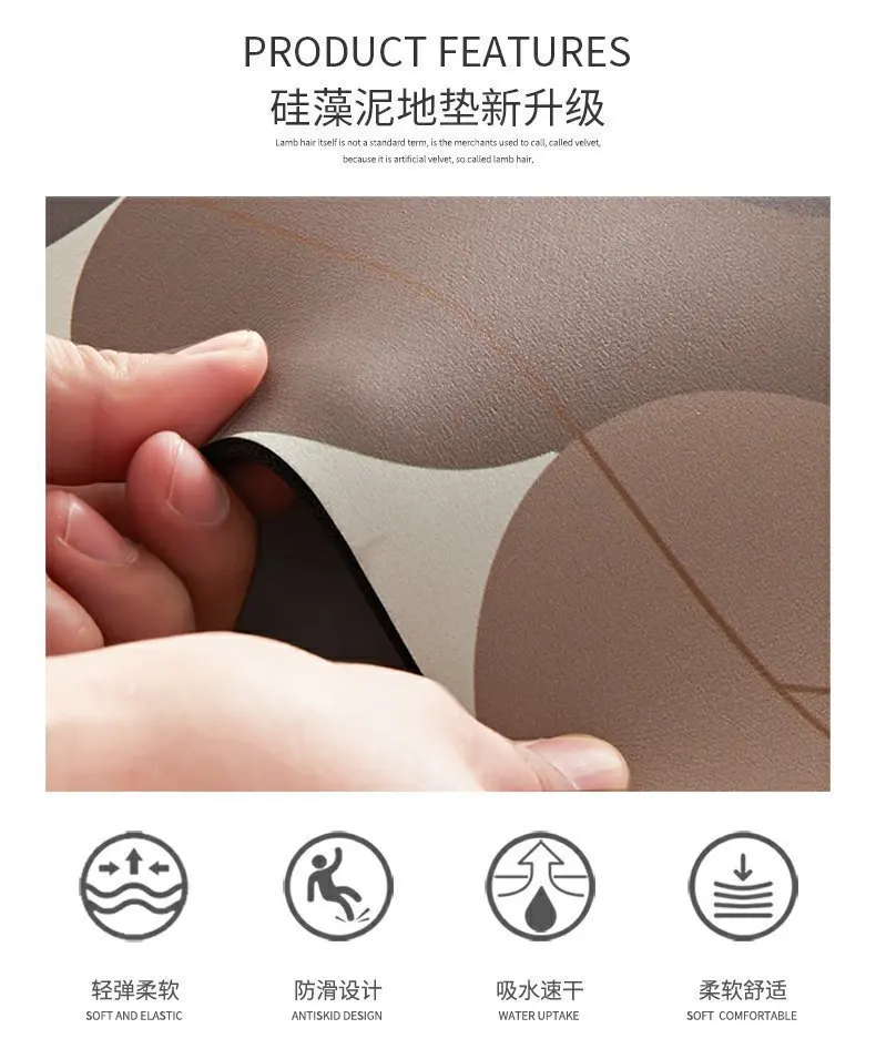 VIKAMA Diatomic-Mud 카펫 주방 흡수성 오일 흡수성 바닥 매트 워시 프리 및 먼지 방지 도어 미끄럼 방지 스트립 홈 장식