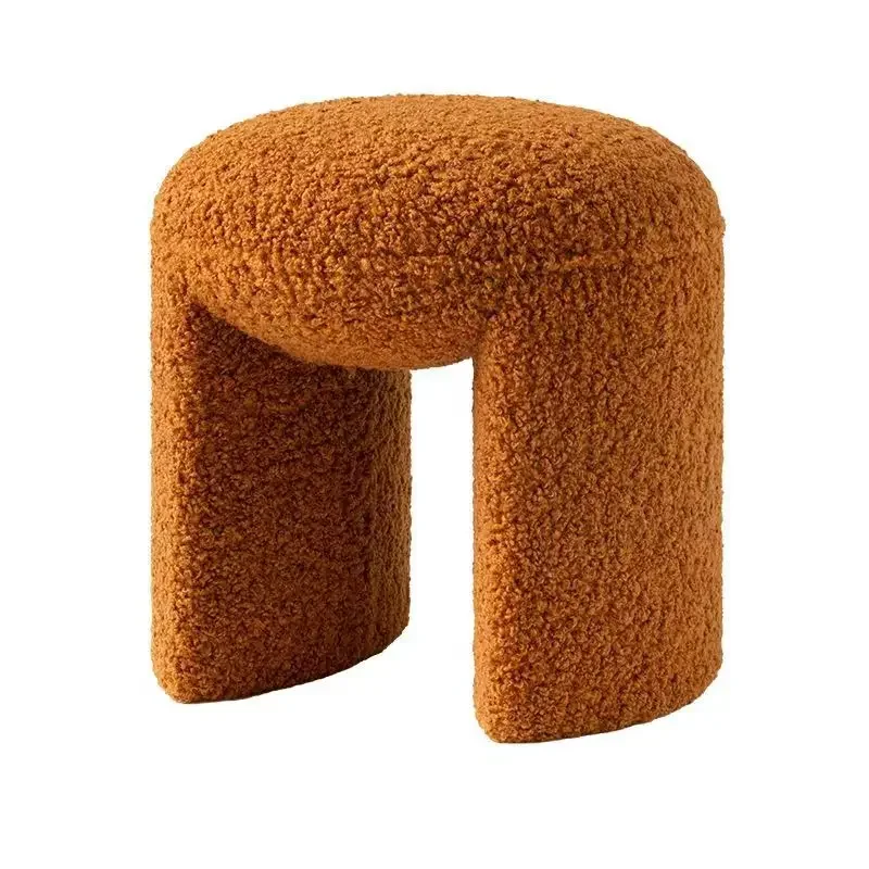 

Makeup Stool Nordic Dressing Stool Modern Lamb Cashmere Shoe Changing Hallway Ottoman Footrest Pouf Stool Contoured