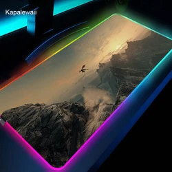 Skyrim – grand tapis de souris de Gaming avec rétroéclairage Led, pour ordinateur et bureau 