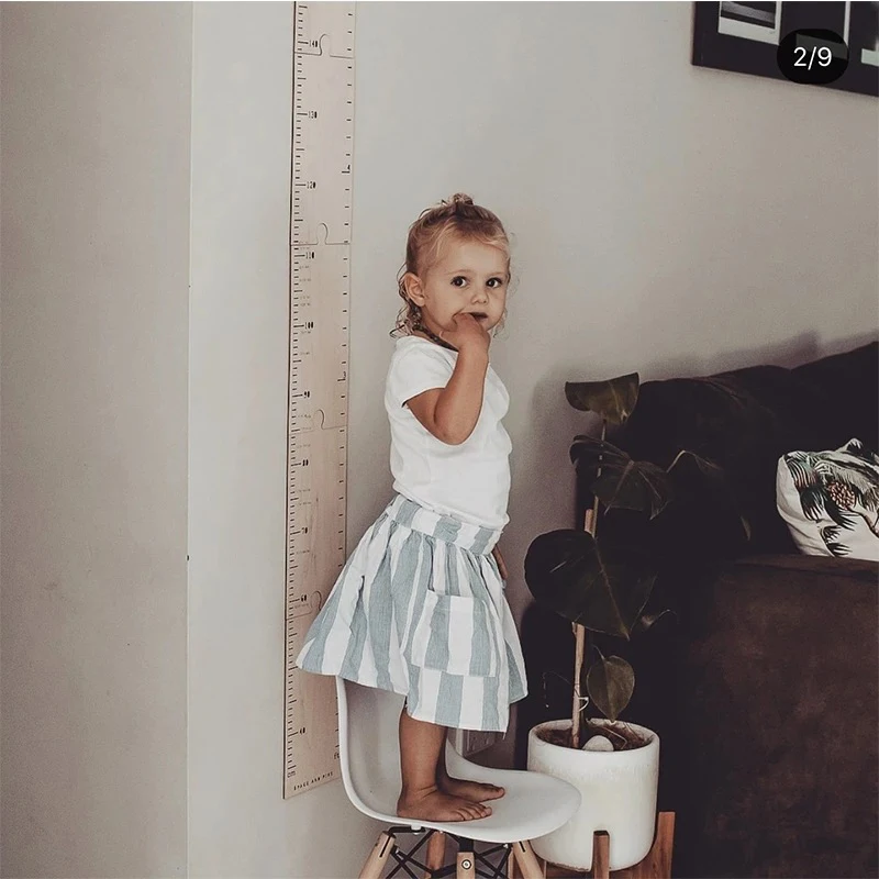 60-210CM Wooden Kids Height Growth Chart Ruler Baby Children Height Gauge Room Decoration Wall Meter Measurement Stickers