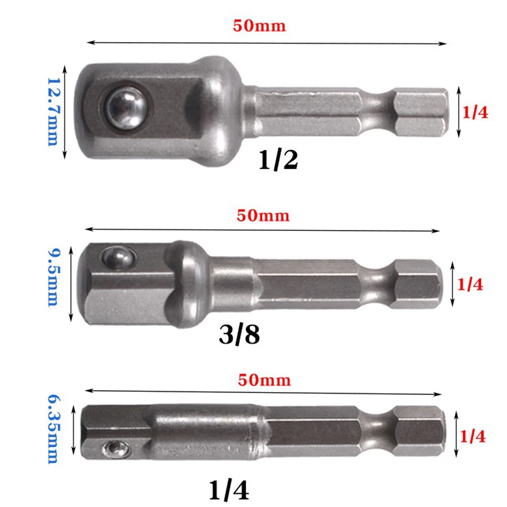 1/3 stücke Buchse Adapter 1/4 Hex Schaft Verlängerung Bohrer Bits Bar Set Für Anpassungen An Für Schlagschrauber schraubendreher Griff Werkzeug – Detail 2