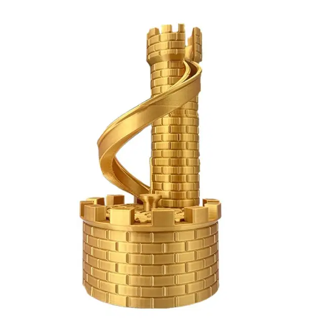 PLA Castle Slide Coin Storage Container Model Savings Tank Castle Tower Piggy Bank Spiral Openable Rolling Tower Money Boxes 6