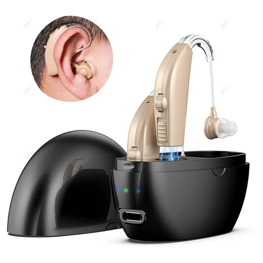 Hearing Aid Rechargeable Hearing Aids with Noise Cancelling Volume Control for Seniors