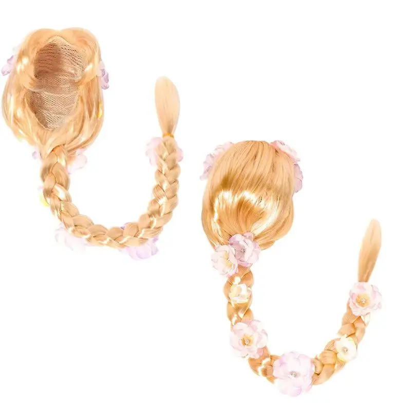 소녀들을 위한 탱글즈 공주 헤드웨어 코스튬 플레이 2026 카니발 할로윈 어린이 동화 라푼젤 코스프레 드레스업 가발 땋은 머리띠