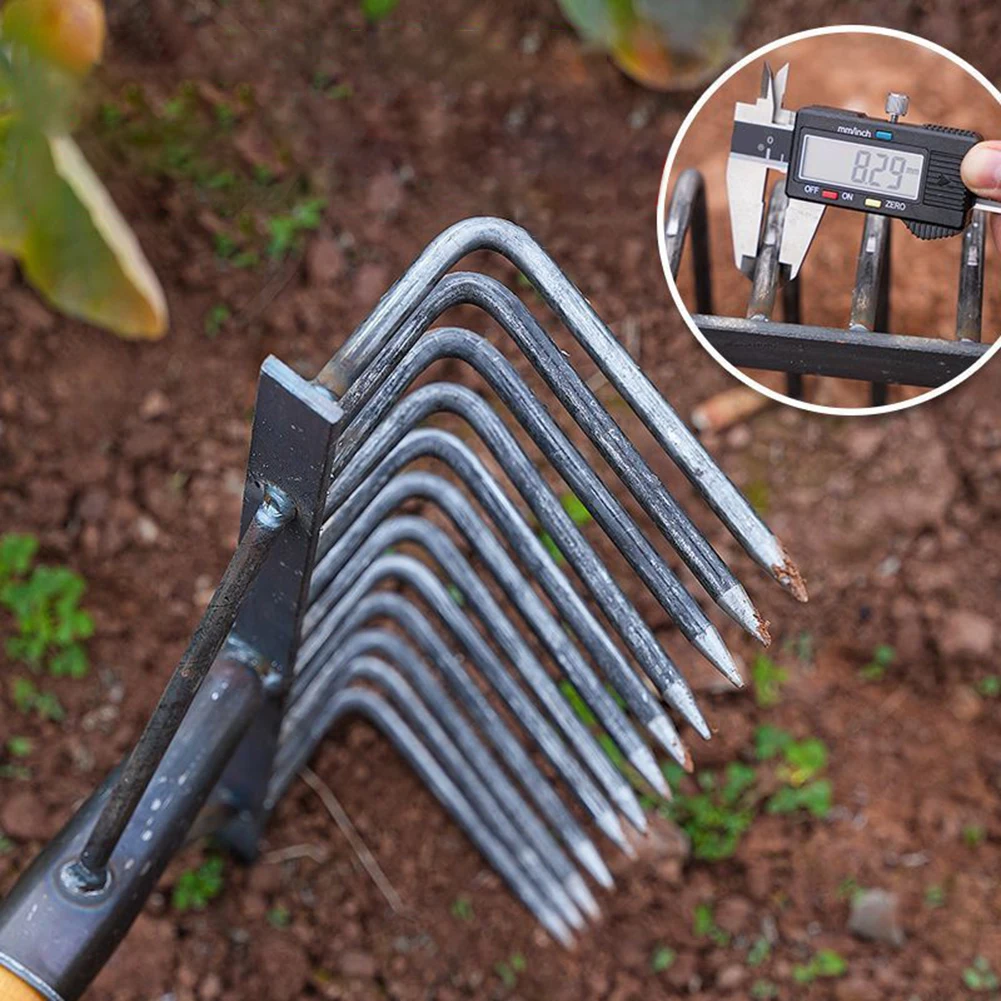 4/7/9/12 Teeth Manganese Steel Integrated Molding Grass Raffle Loose Soil Rake Farm Tools Weeding Rake Iron Rake Agricultural 2