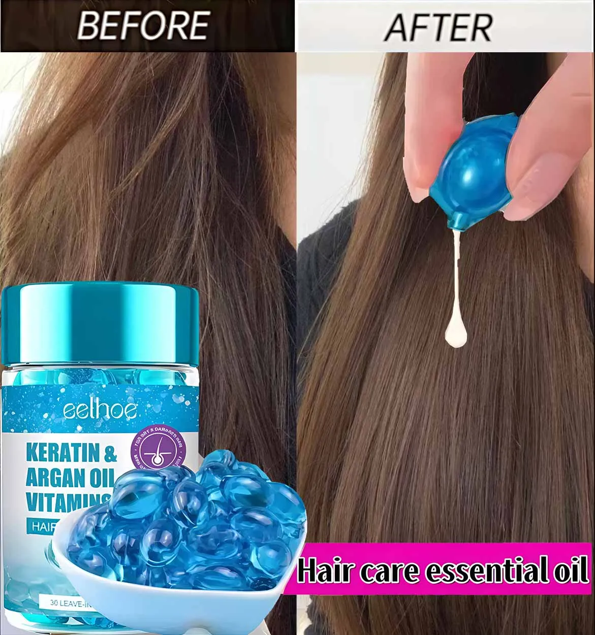 Keratin Hair Capsules Treatments For Damaged Hair Argan Oil Protein Nourishing Smoothing Moisturizing Vitamin Care Essence