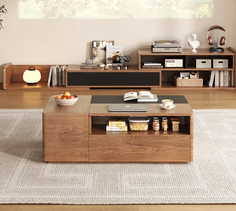 Lift up coffee table solid wood colour vintage style furniture small living room storage rectangular coffee table