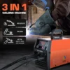 140A MIG Welder Gasless, 110V/220V Dual Voltage Flux Core Welder Flux MIG/Lift TIG/Stick 3 In 1 Synergy MIG Welding Machine 3