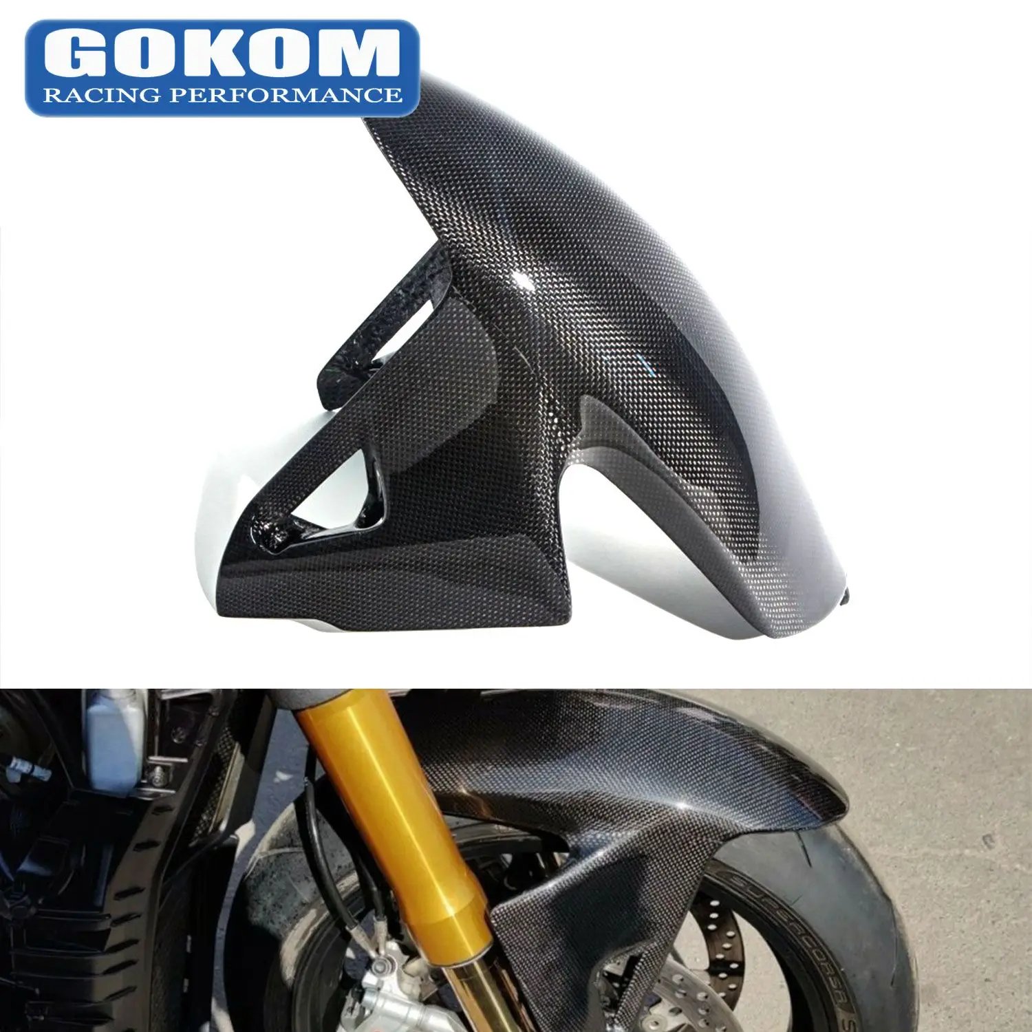 Gokom Racing Parti Del Motociclo Parafango Anteriore In Fibra Di Carbonio In Fibra Di Carbonio Per Ducati Panigale V4 V2 2018-2023 Streetfighter V4 V2