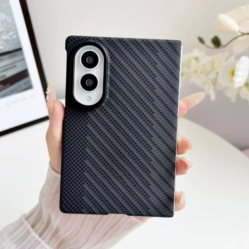 Ultra-Durable Magnetic Carbon Fiber Texture Case with Metal Lens Ring and Shockproof Design
