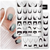 French Nail Art Stamping Plate Geometry Wave Line Drawing Templates Nail Art Stamping Plate smile Nail Charm Mold Stencil Tools 1