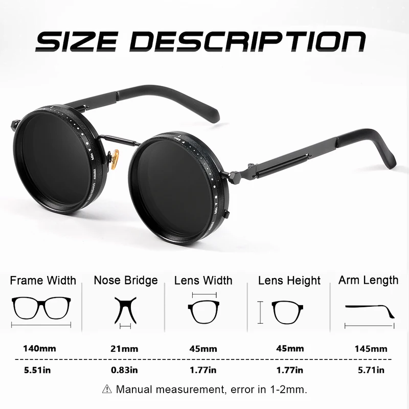 CRIXALIS Polarized Round Sunglasses ND9 Adjustable Dimming Men Women Retro...