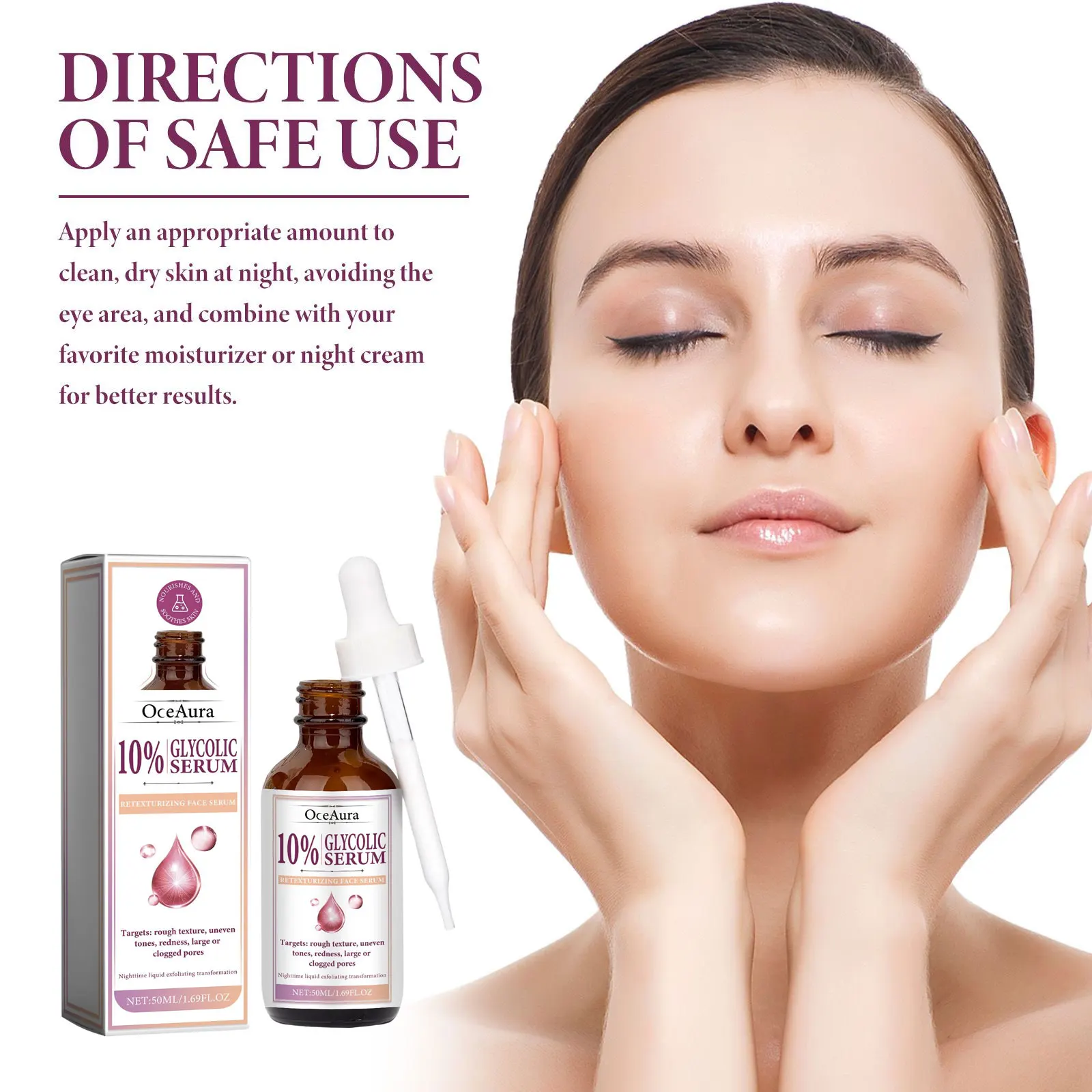 Glycolic Acid 10% Toning Solution Fade Fine Lines Firming Face Serum Improve Facial Dryness Redness Glycolic Acid Repair Essence 6