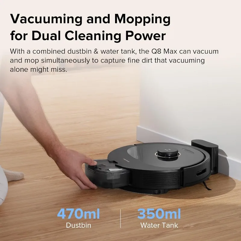 roborock Q8 Max Robot Vacuum and Mop Cleaner, DuoRoller Brush, 5500Pa Strong Suction, Lidar Navigation, Obstacle Avoidance
