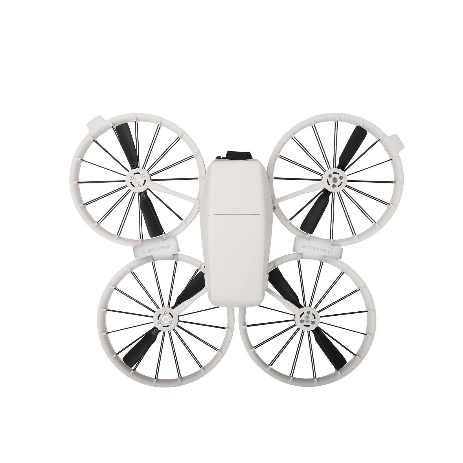 Gros plan sur la boucle de fixation anti-vibration et anti-collision pour DJI FLIP, montrant les amortisseurs en silicone.