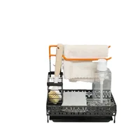 Évier de cuisine éponge égouttoir éponge serviette brosse nettoyant stockage mural comptoir de bureau multi-fonction support de rangement 5