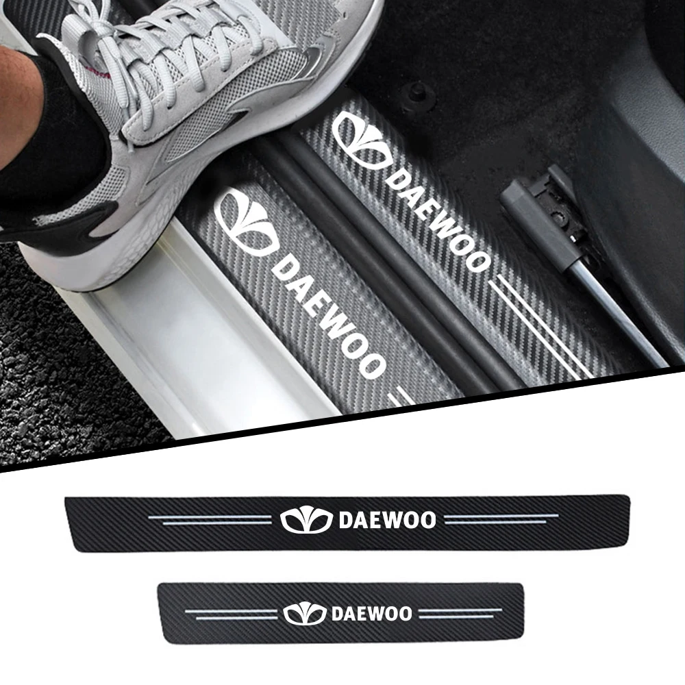 4cps car sticker carbon fiber texture cloth threshold protection For Daewoo Espero Nexia Matiz Lanos Stickers
