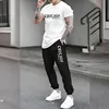 CHICAGO Print Men Tracksuit Set Jogger Clothing For Man Casual Suit Short Sleeve Tshirts+Trousers 2 Piece Outfits Streetwear 2