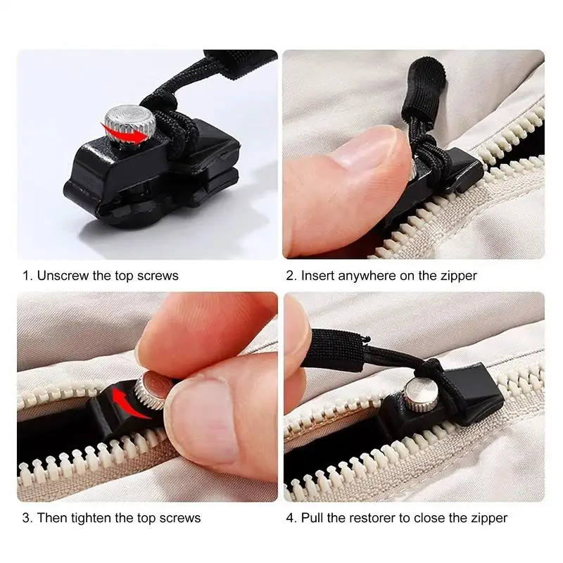 Fix Zip Puller Zippers Seam Ripper Zipper Repair Kit Instant Zipper Set for Repairing bags backpacks and clothes