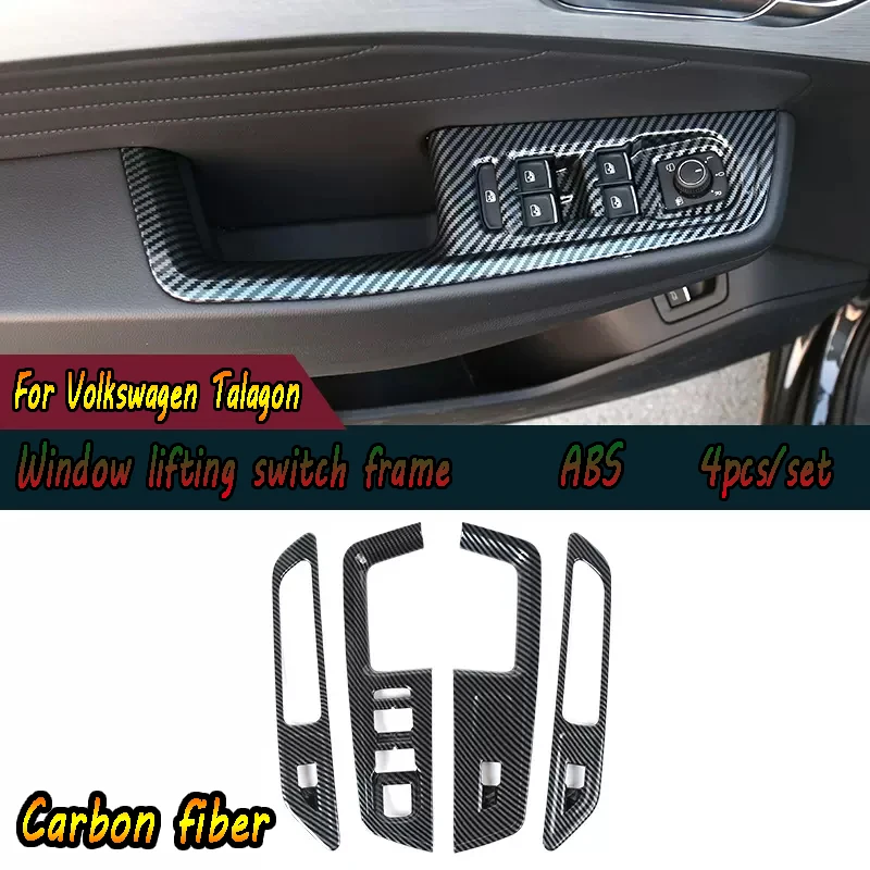 

For Volkswagen Talagon 2023 Automotive Interior Trim Carbon Fiber Window regulator switch frame Peach Wood ABS Material 4pcs/set