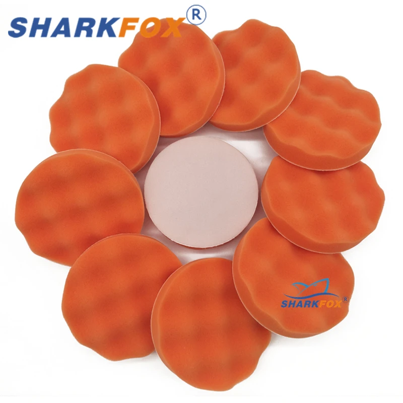 Sharkfox 5/6inch Car Buffing Polishing Pads Flat Foam Sponge Waxing Pad Kit Tool For Car Polisher Buffer Auto Care Buffing Pads 4