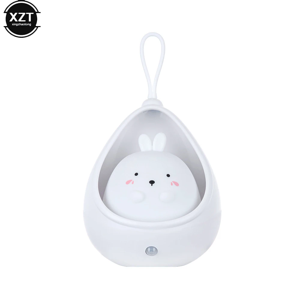 LED Night Light Sensor Control cute animal Human Induction lamp For Children Kids Bedroom USB Rechargeable Silicone wall lights
