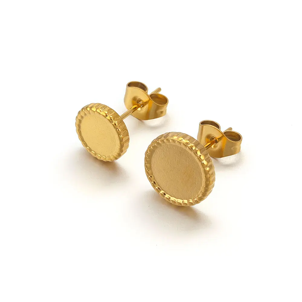 MegaPet 50pcs Golden Earring Posts - Blank Stud Settings For 6mm Cabochons, DIY Jewelry Making